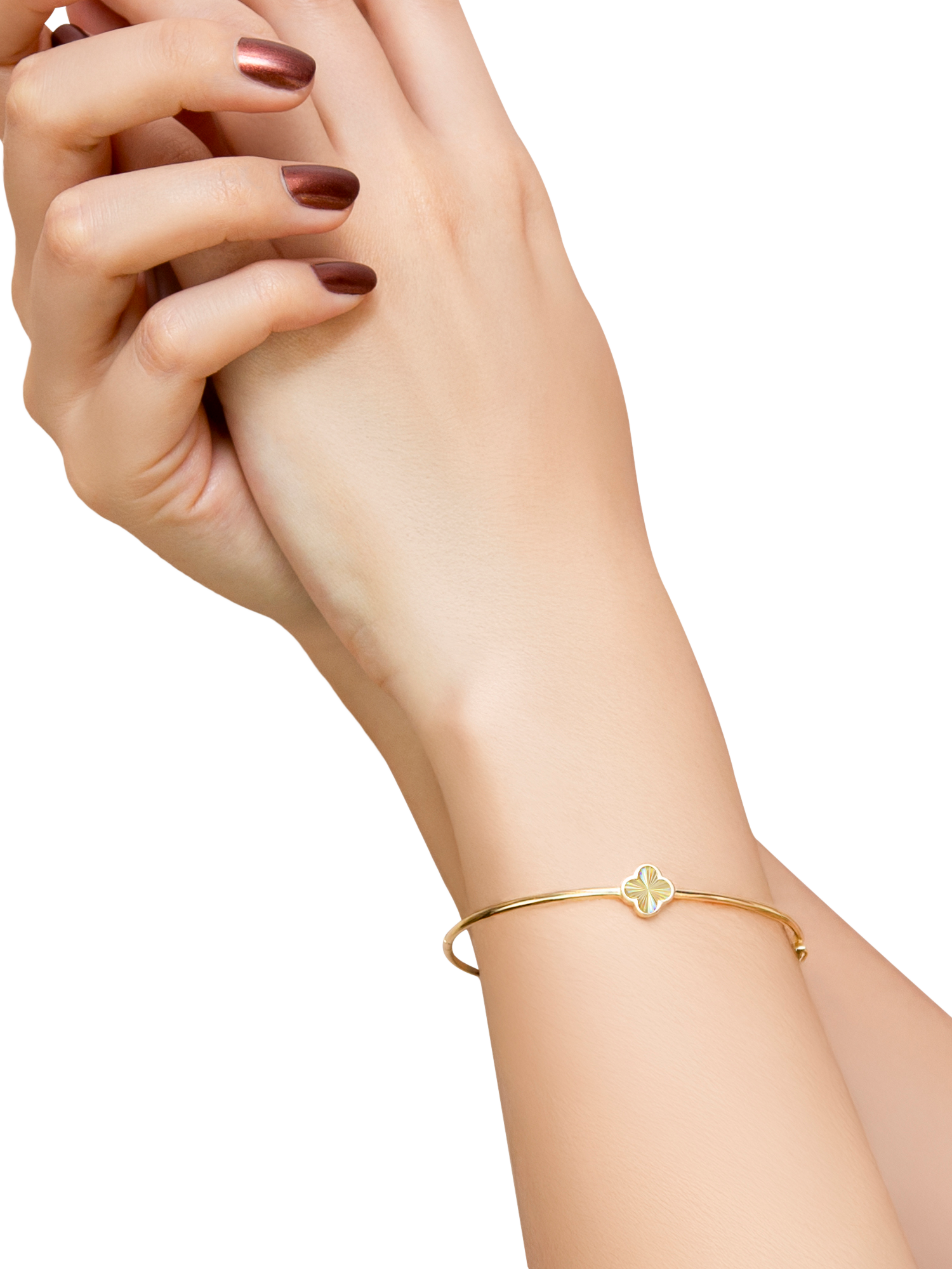 Product image 2 of 3, which shows IBB 9ct Yellow Gold Rainbow Petal Bangle