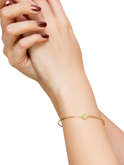 IBB 9ct Yellow Gold Rainbow Petal Bangle - view 2, Yellow Gold