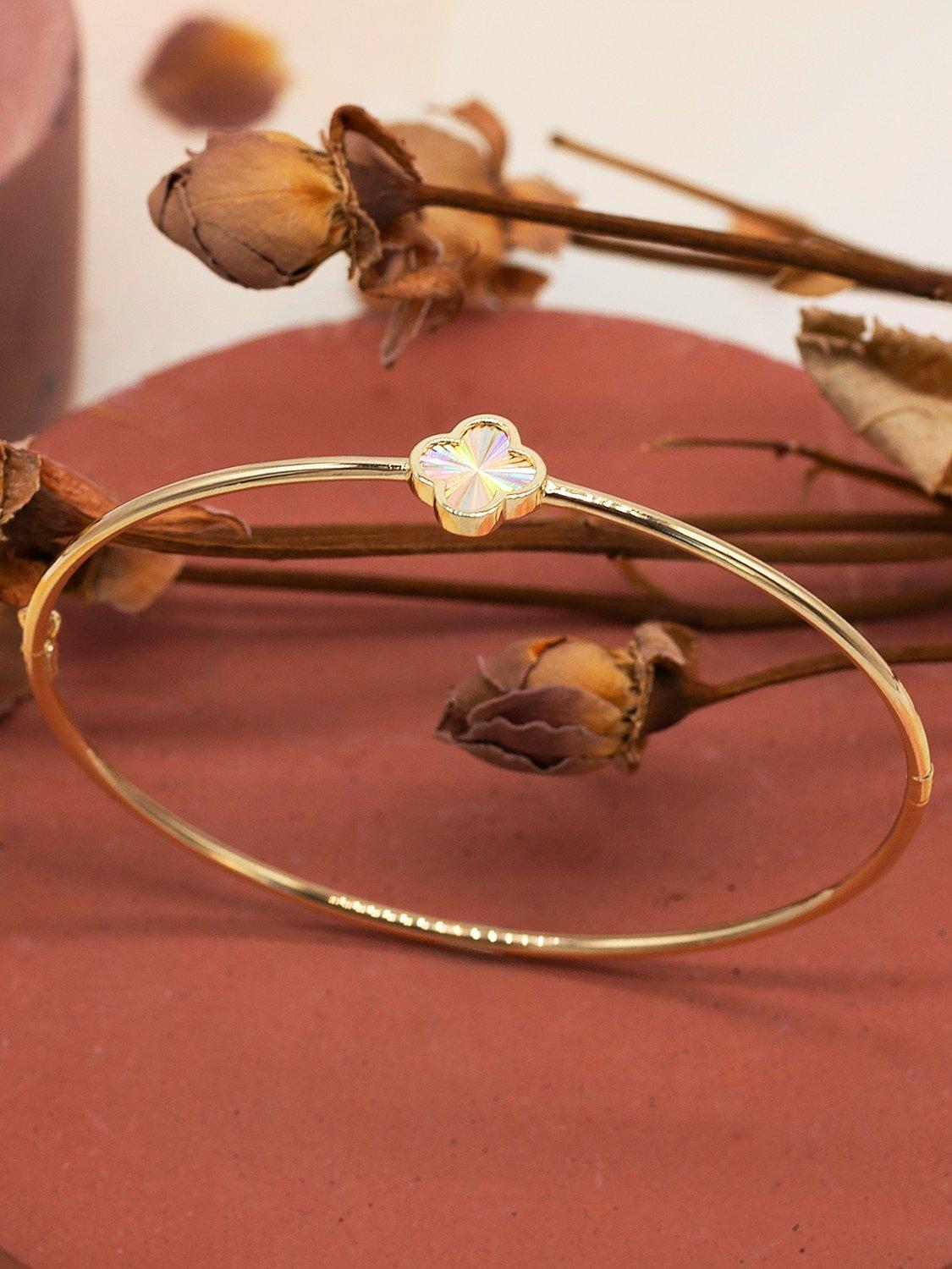Product image 3 of 3, which shows IBB 9ct Yellow Gold Rainbow Petal Bangle