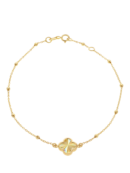 IBB 9ct Yellow Gold Rainbow Petal Trace and Ball Bracelet, Yellow Gold