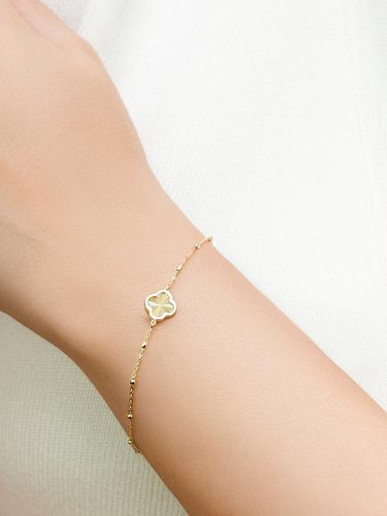 IBB 9ct Yellow Gold Rainbow Petal Trace and Ball Bracelet - view 2, Yellow Gold