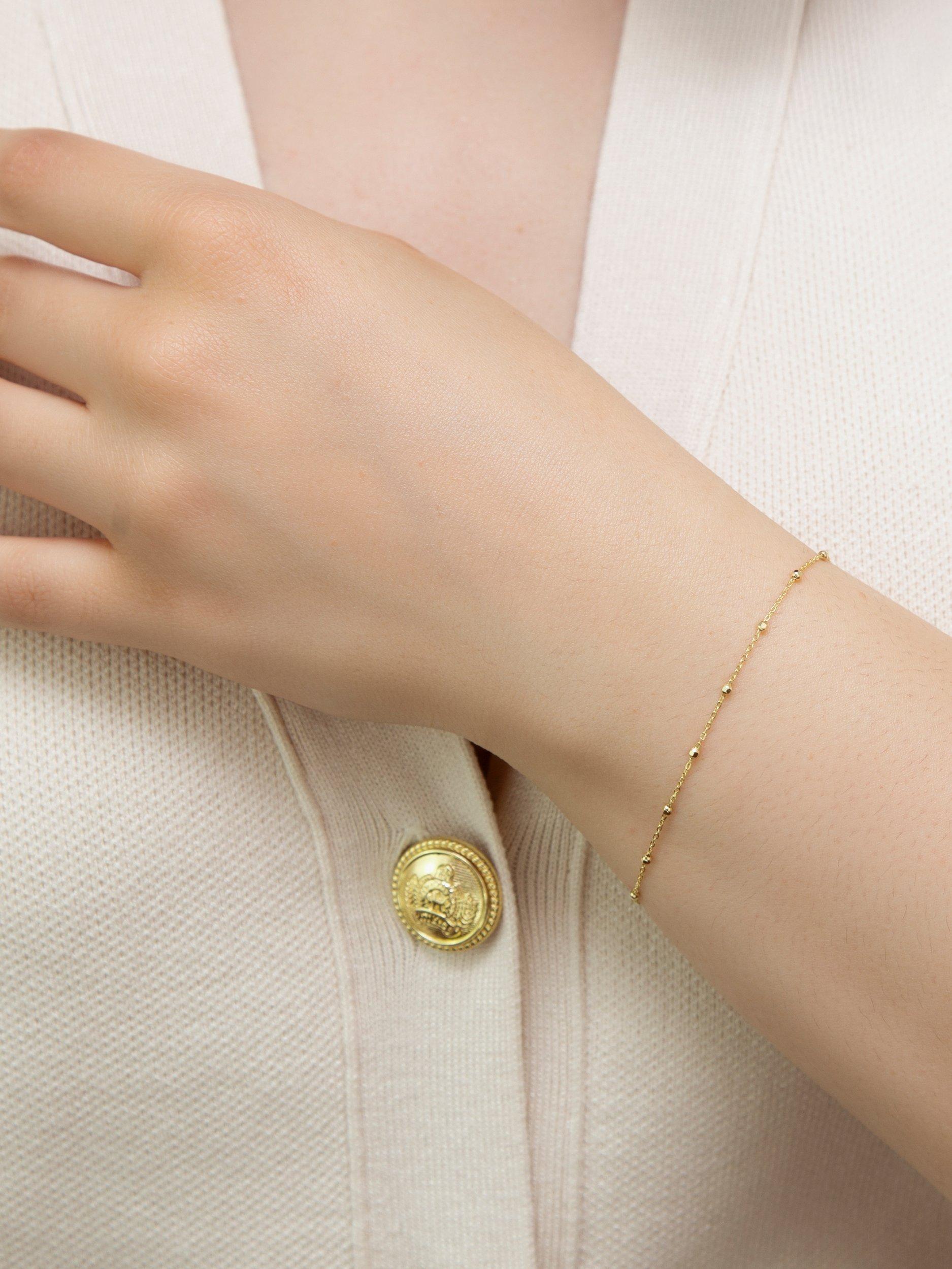 Product image 2 of 3, which shows IBB 9ct Yellow Gold Diamond Cut Ball Trace Bracelet