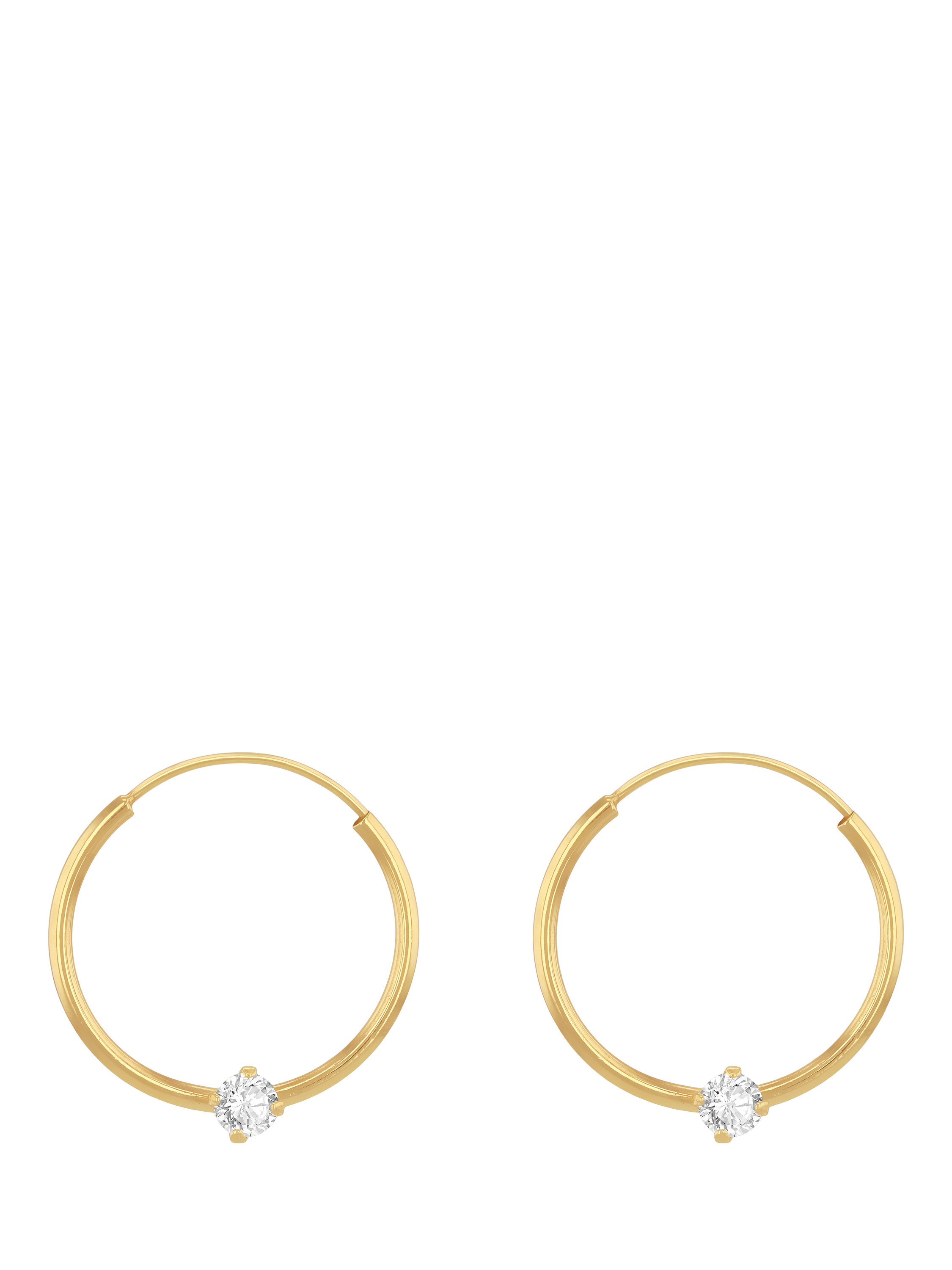 Product image 1 of 4, which shows IBB 9ct Yellow Gold White CZ Sleeper Earrings