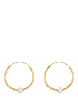 IBB 9ct Yellow Gold White CZ Sleeper Earrings, Yellow Gold/ Multi