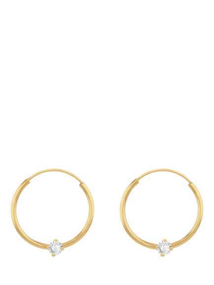 IBB 9ct Yellow Gold White CZ Sleeper Earrings, Yellow Gold/ Multi