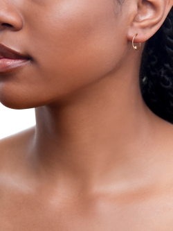 IBB 9ct Yellow Gold White CZ Sleeper Earrings - view 2, Yellow Gold/ Multi