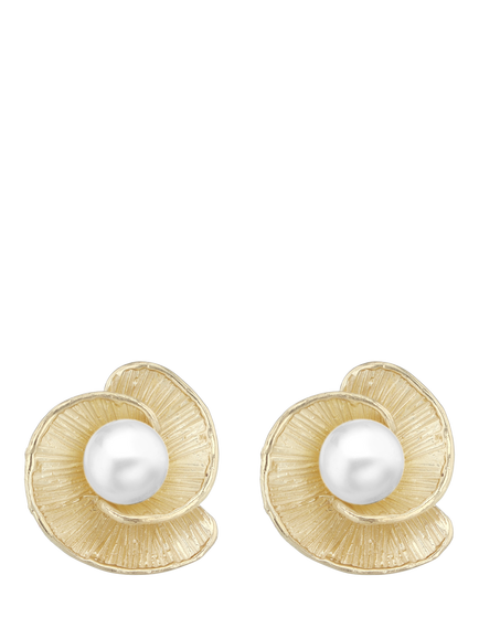 IBB 9ct Yellow Gold Freshwater Pearl Flower Stud Earrings, Yellow Gold/ Multi
