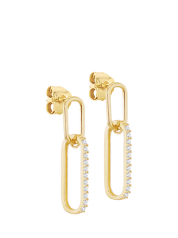 IBB Oval Paperclip Drop Earrings, Yellow Gold/Multi, Yellow Gold/ Multi