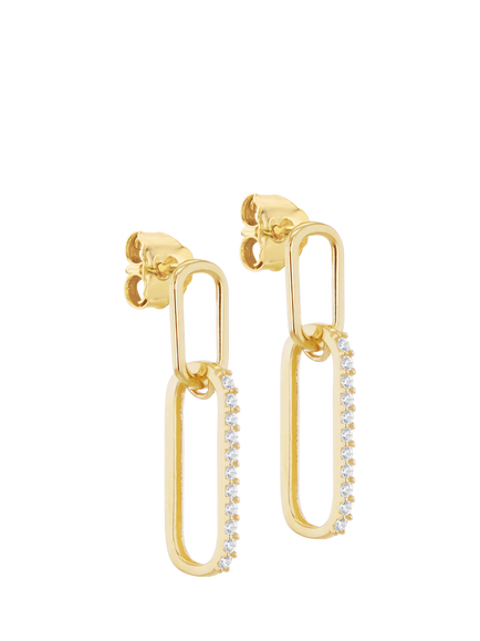 IBB Oval Paperclip Drop Earrings, Yellow Gold/Multi, Yellow Gold/ Multi