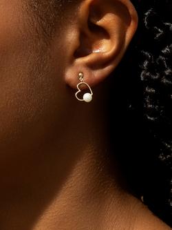 IBB Freshwater Pearl Heart Drop Earrings, Yellow Gold/Multi - view 2, Yellow Gold/ Multi