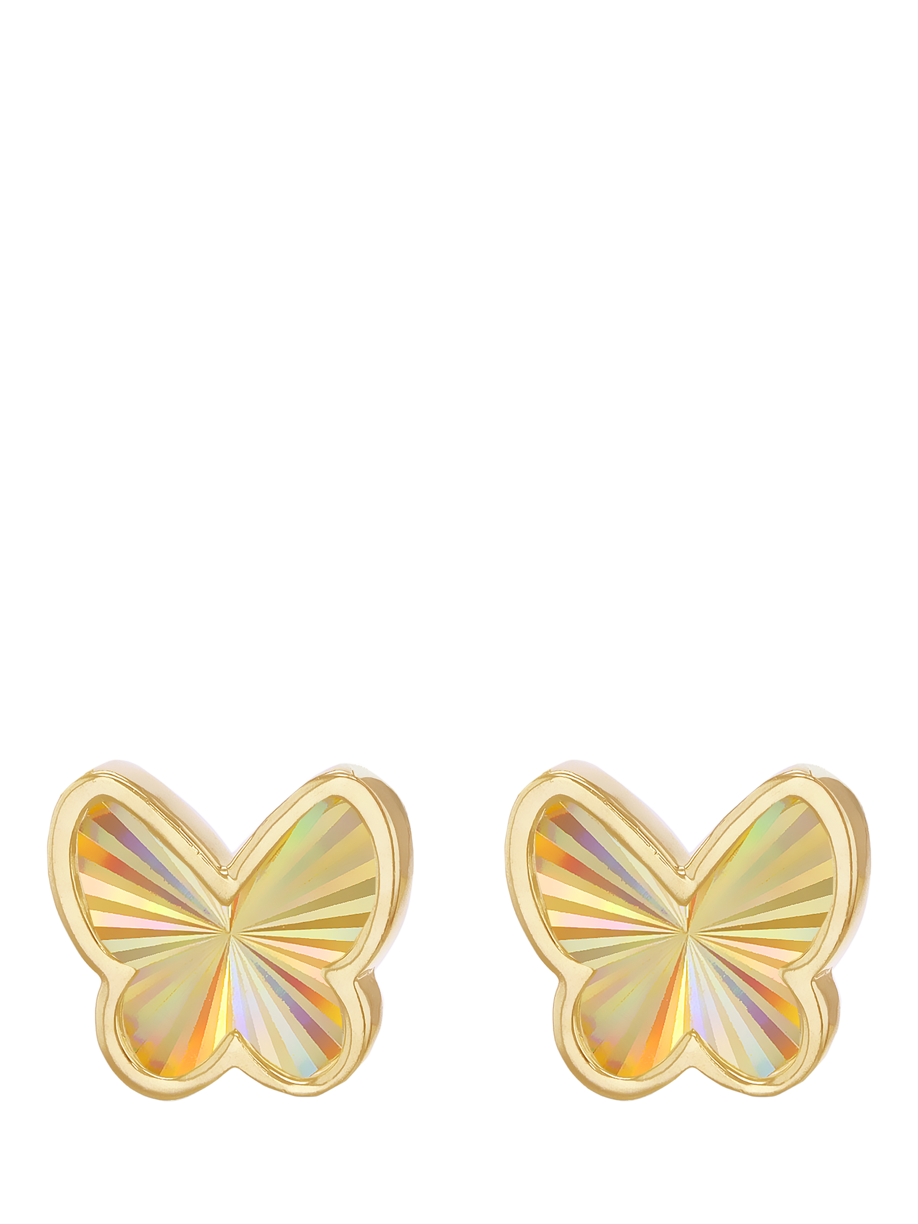 Product image 1 of 4, which shows IBB 9ct Yellow Gold Rainbow Butterfly Stud Earrings