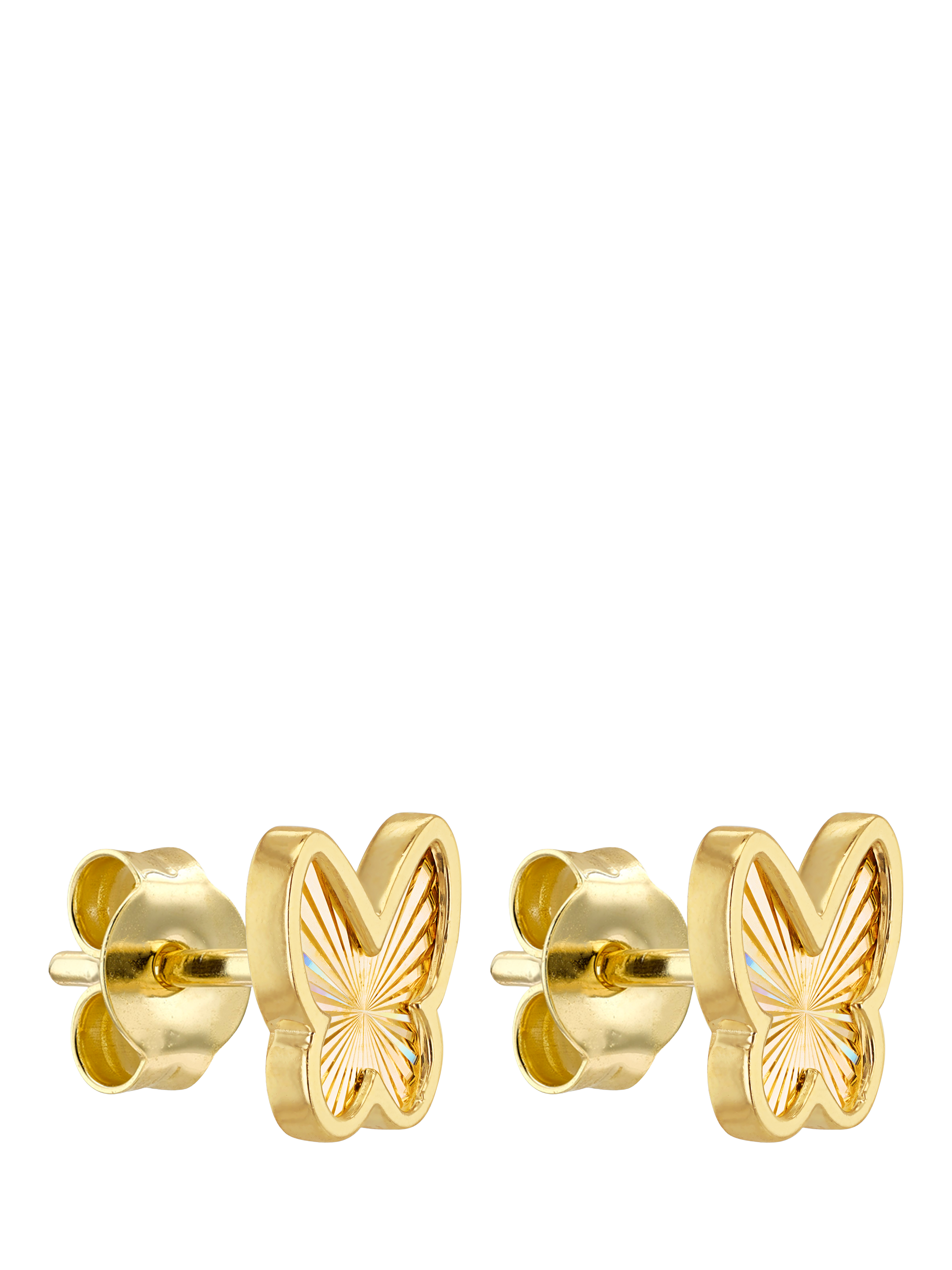 Product image 4 of 4, which shows IBB 9ct Yellow Gold Rainbow Butterfly Stud Earrings