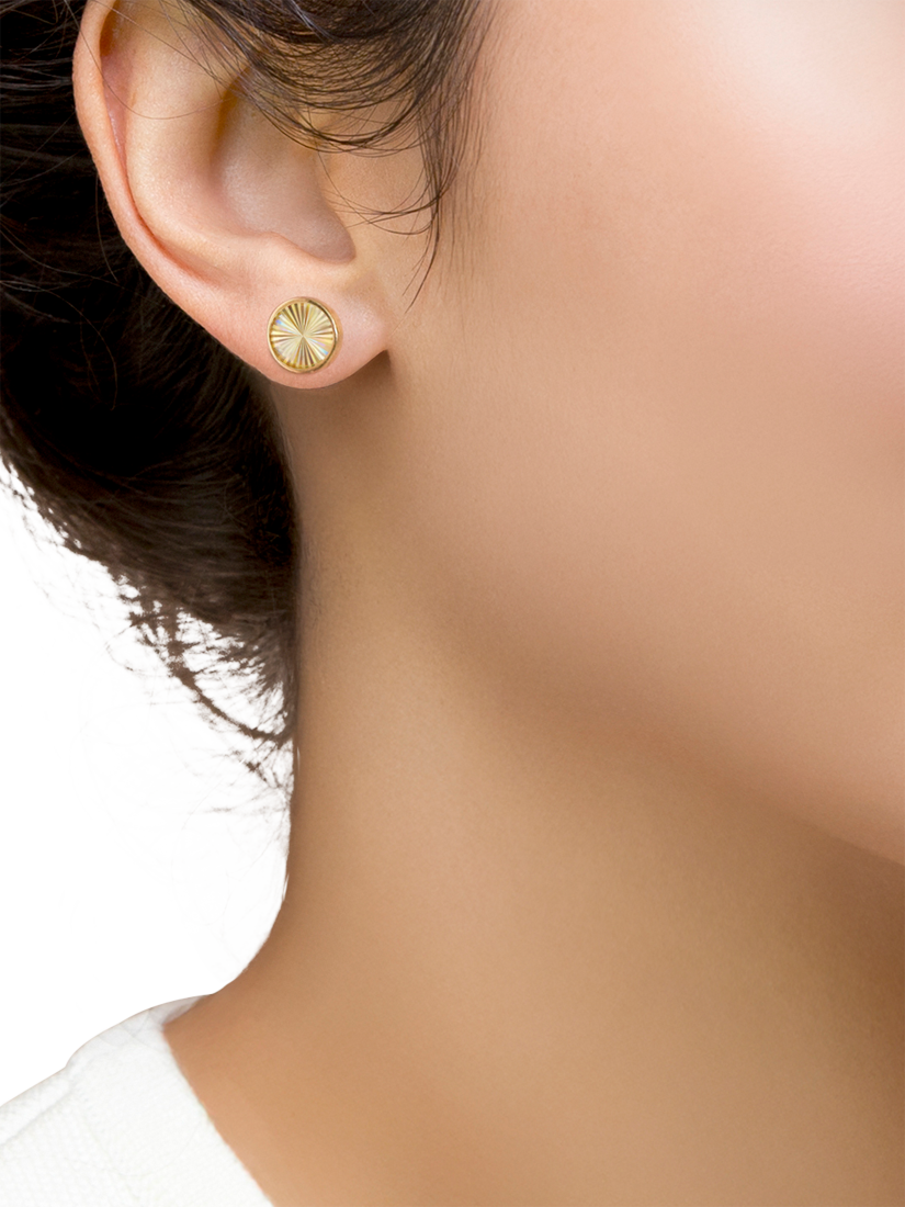 Product image 2 of 3, which shows IBB 9ct Yellow Gold Rainbow Circle Stud Earrings