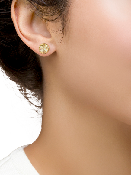 IBB 9ct Yellow Gold Rainbow Circle Stud Earrings - view 2, Yellow Gold