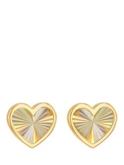 IBB 9ct Yellow Gold Rainbow Heart Stud Earrings, Yellow Gold
