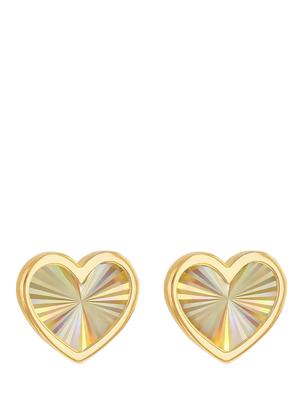IBB 9ct Yellow Gold Rainbow Heart Stud Earrings, Yellow Gold
