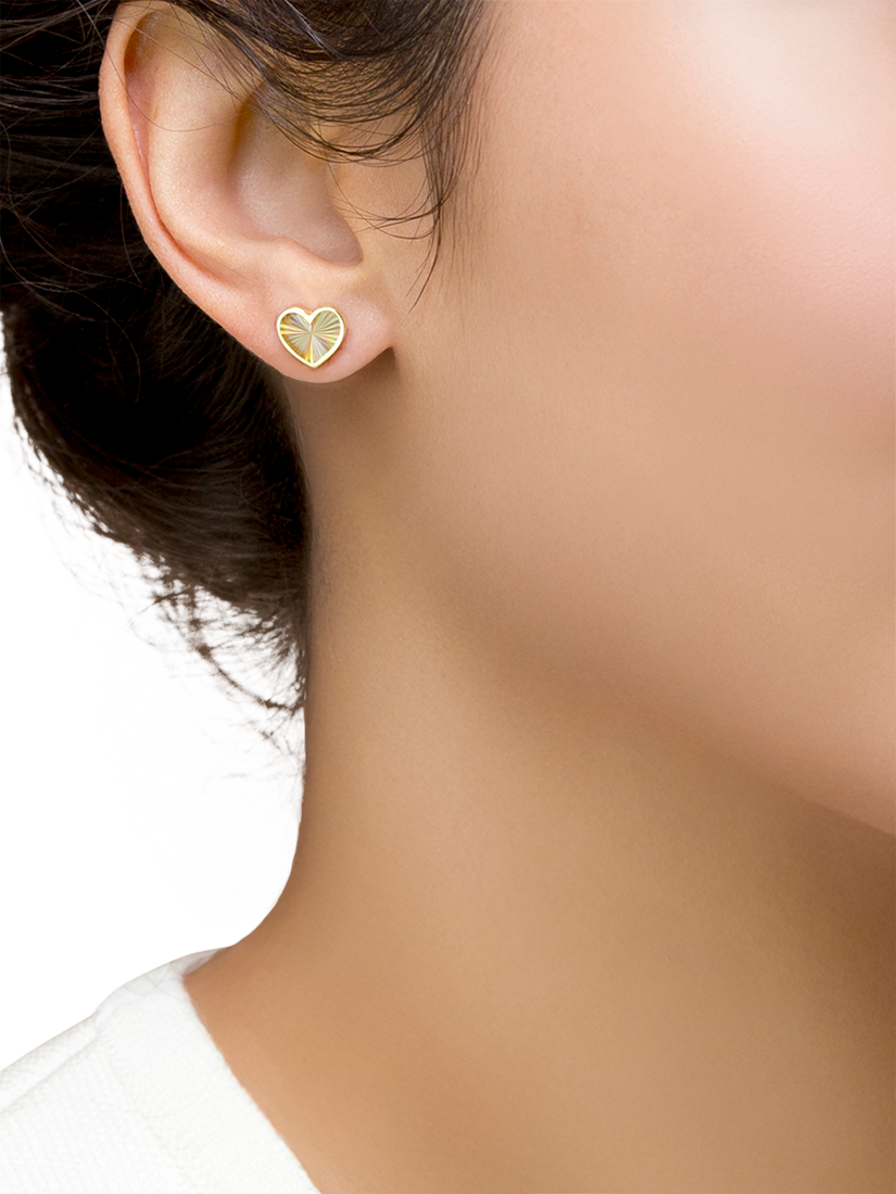 Product image 2 of 4, which shows IBB 9ct Yellow Gold Rainbow Heart Stud Earrings