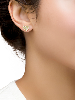 IBB 9ct Yellow Gold Rainbow Heart Stud Earrings - view 2, Yellow Gold