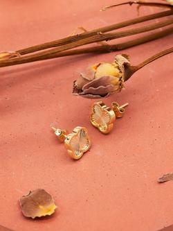 IBB 9ct Yellow Gold Rainbow Petal Stud Earrings - view 2, Yellow Gold