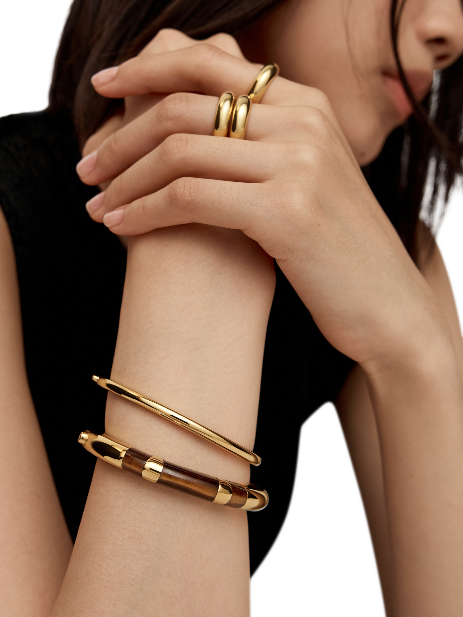 JONA THAN DAY CONTEMPORARY BANGLE Gold & Diamond Heart