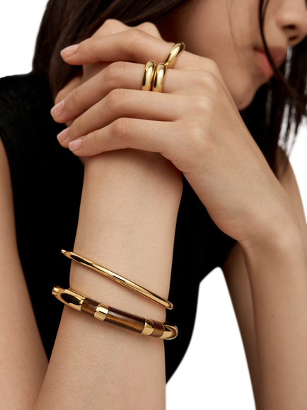 Monica Vinader Kate Young Bangle, Gold, S - view 2, Gold
