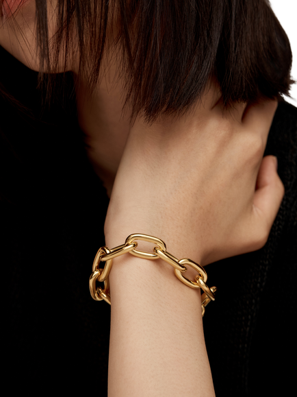 Monica Vinader Kate Young Link Chain Bracelet, Gold - view 2, Gold