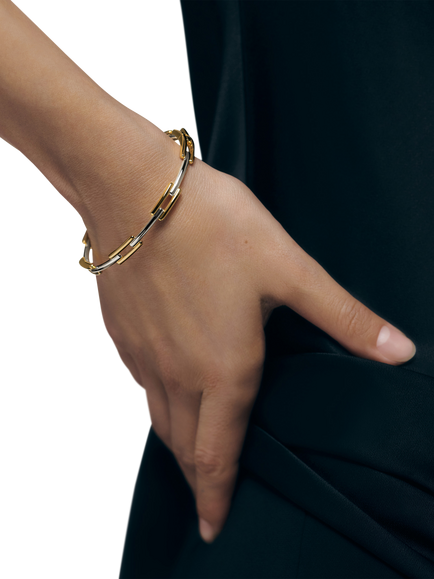 Monica Vinader Signature Link Bangle, Gold/Silver - view 2, Gold/Silver