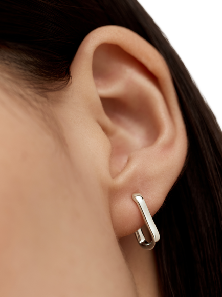 Monica Vinader Alta Hoop Earrings - view 2, Silver