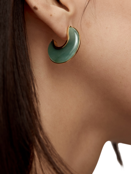 Monica Vinader Kate Young Reversible Aventurine Hoop Earrings, Green - view 2, Green