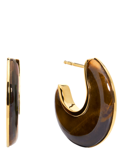 Monica Vinader Kate Young Reversible Tigers Eye Hoop Earrings, Brown, Brown