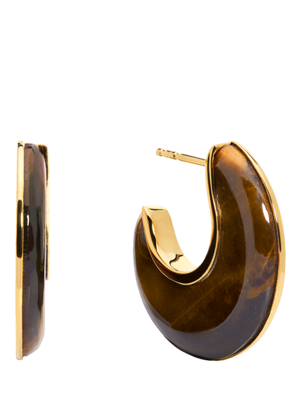 Monica Vinader Kate Young Reversible Tigers Eye Hoop Earrings, Brown, Brown