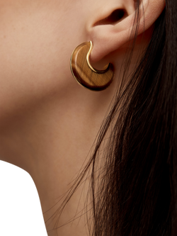 Monica Vinader Kate Young Reversible Tigers Eye Hoop Earrings, Brown - view 2, Brown