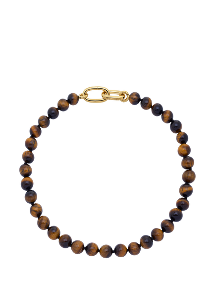 Monica Vinader Kate Young Beaded Tigers Eye Necklace, Brown, Brown