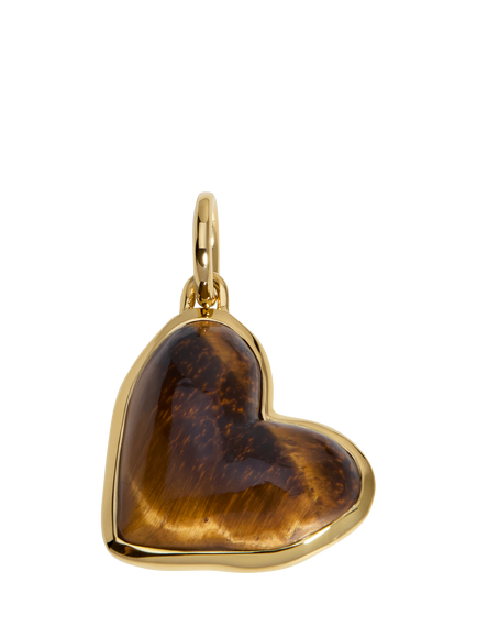 Monica Vinader Heart Tigers Eye Pendant, Gold, Brown