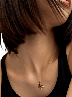 Monica Vinader Heart Tigers Eye Pendant, Gold - view 2, Brown