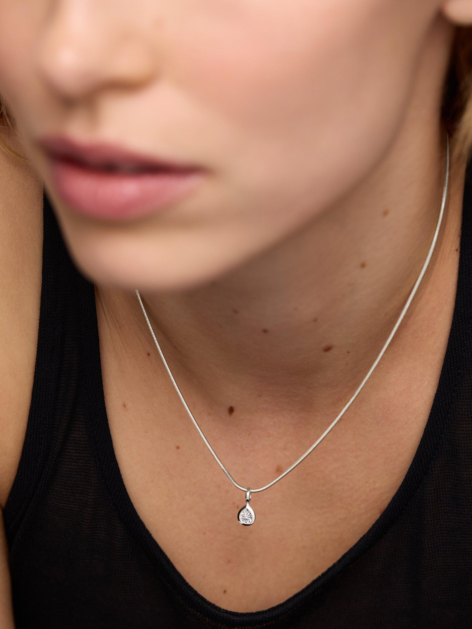 Product image 2 of 3, which shows Monica Vinader Pear Diamond Pendant, Silver
