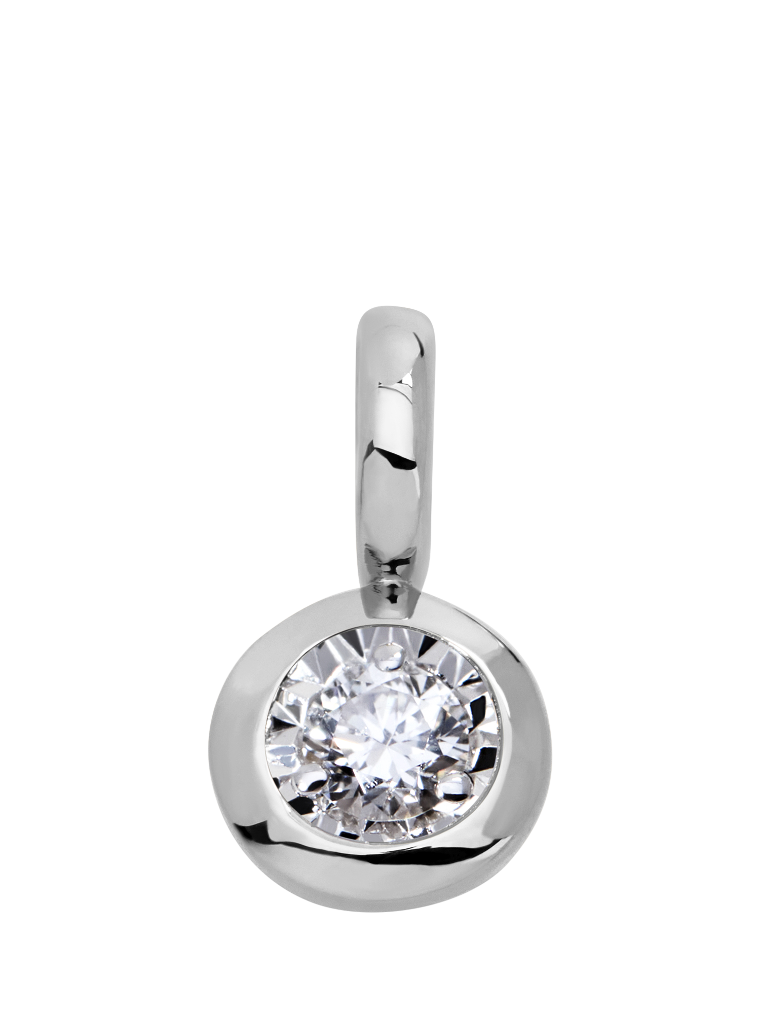 Product image 1 of 3, which shows Monica Vinader Round Diamond Pendant, Silver