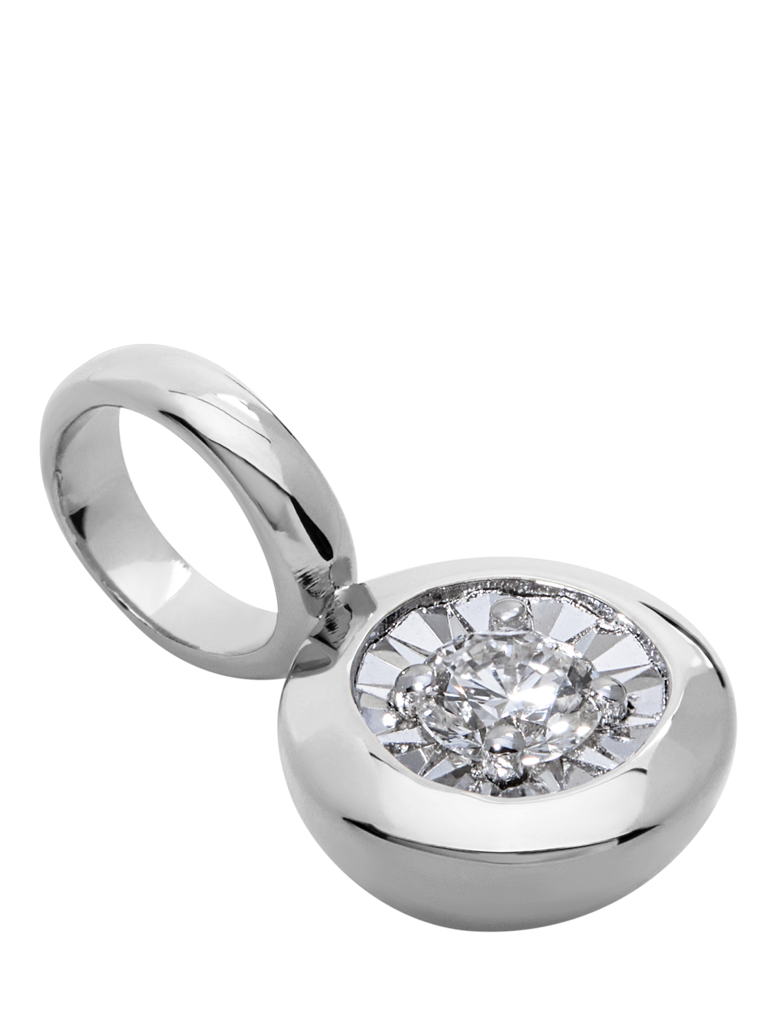 Product image 3 of 3, which shows Monica Vinader Round Diamond Pendant, Silver