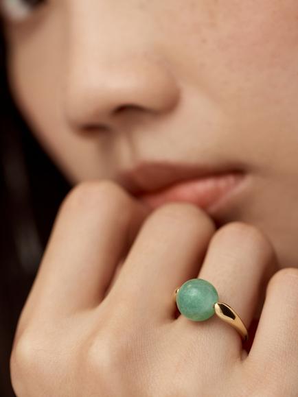 Monica Vinader Kate Young Spinning Aventurine Ring, Green, K - view 2, Green