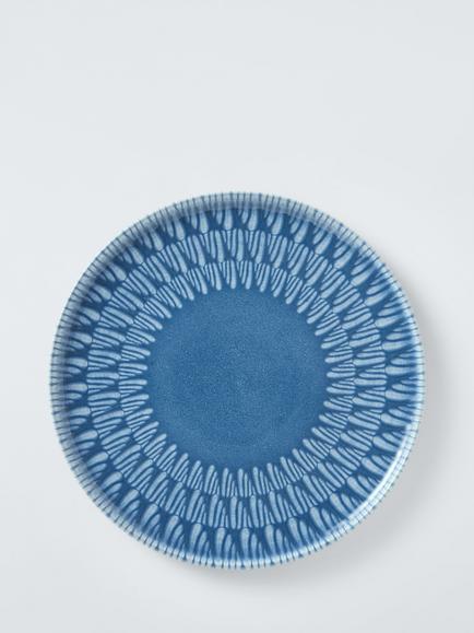 John Lewis Modern Rustic Stoneware Dinner Plate, 27cm, Blue, Blue Mid