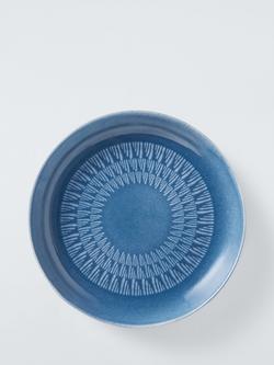 John Lewis Modern Rustic Stoneware Pasta Bowl, 24cm, Blue - view 2, Blue Mid