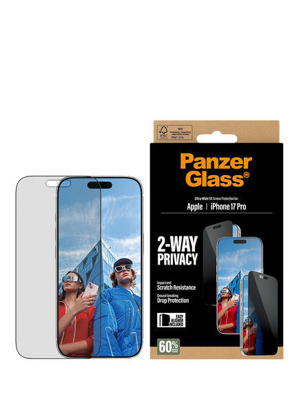 PanzerGlass Ultra-Wide Privacy Screen Protector for iPhone 17 Pro, Clear