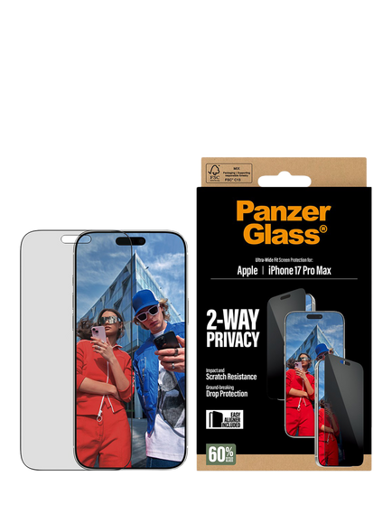 PanzerGlass Ultra-Wide Privacy Screen Protector for iPhone 17 Pro Max, Clear