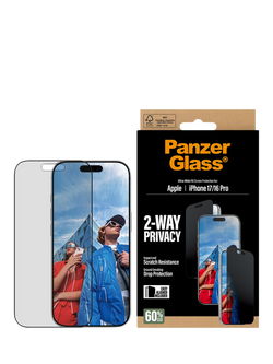 PanzerGlass Ultra-Wide Privacy Screen Protector for iPhone 17 Pro / iPhone 16 Pro, Clear