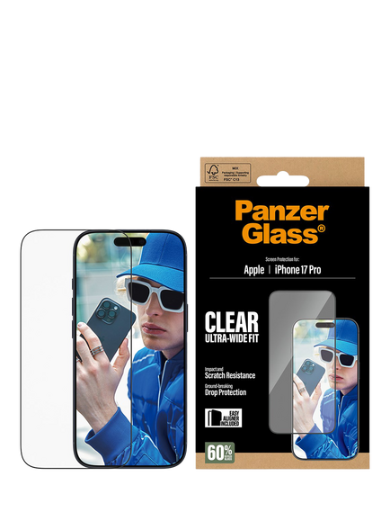 PanzerGlass Ultra-Wide Screen Protector for iPhone 17 Pro, Clear