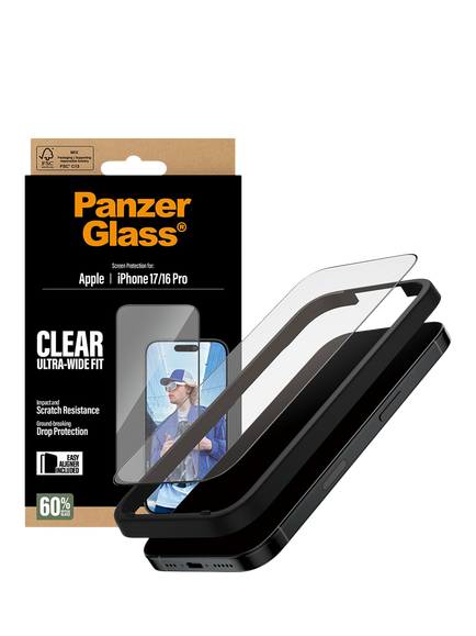 PanzerGlass Ultra-Wide Screen Protector for iPhone 17 Pro / iPhone 16 Pro - view 2, Clear