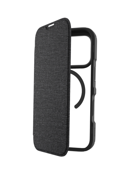 QDOS Hybrid Fold Folio Case for iPhone 17 Pro, Clear/Black, Clear/Black