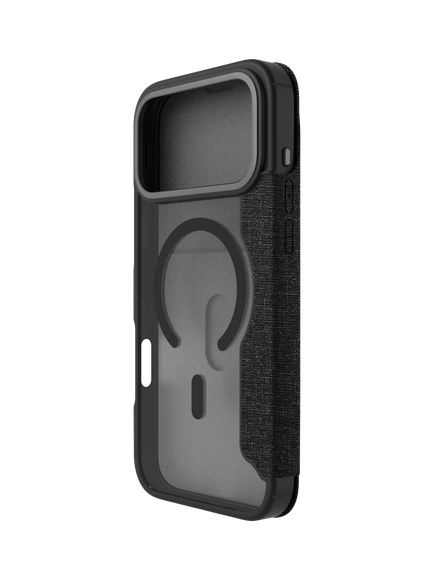 QDOS Hybrid Fold Folio Case for iPhone 17 Pro Max, Clear/Black - view 2, Clear/Black