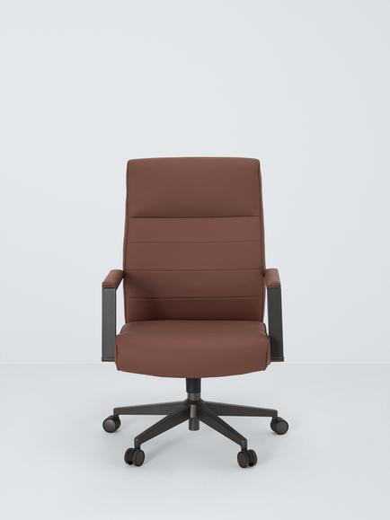 John Lewis Ezra Office Chair, Brown PU - view 2, Brown