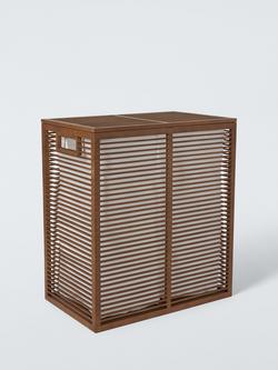 John Lewis Bamboo Double Laundry Hamper, Natural Dark, Natural Dark